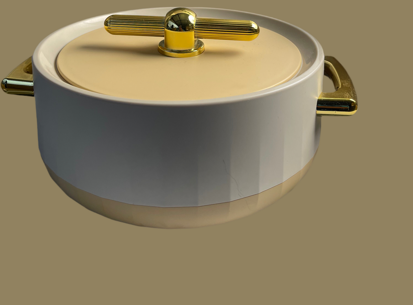 Luxurious Modern Hot Pots Set of 3, Plastic & Stainless Steel, Gold Handles - 1500ML, 2000ML, 2500ML - Matte Ivory/Gold Cookware Kitchen Cover